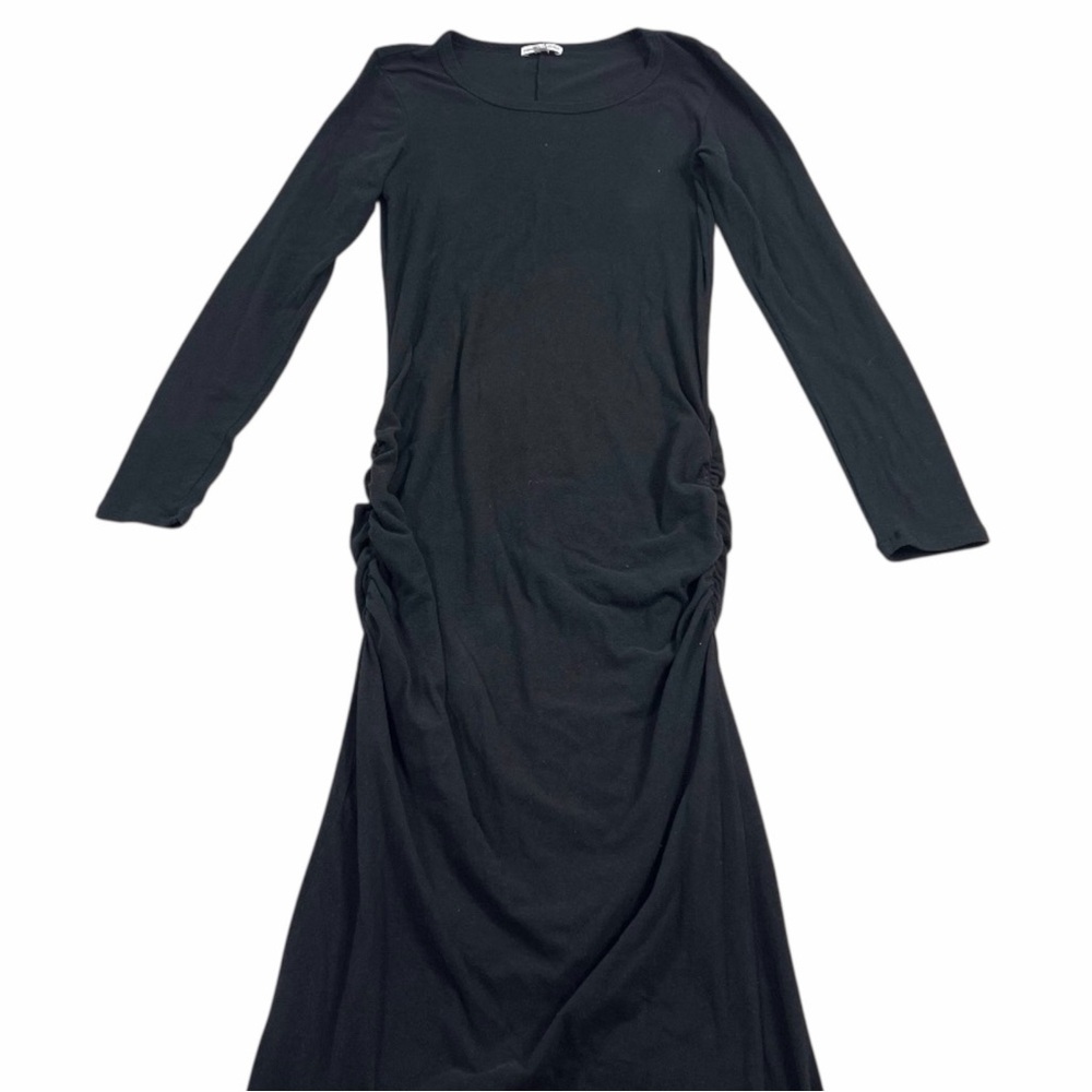 James Perse Ruched Long Sleeve Midi Dress | Minimalist Chic LBB Vibe Size 3 (L) - Picture 7 of 11